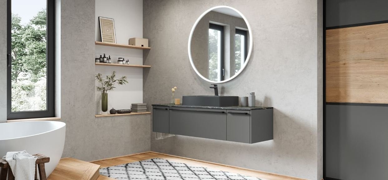 Salle de bain contemporaine avec vasque suspendue